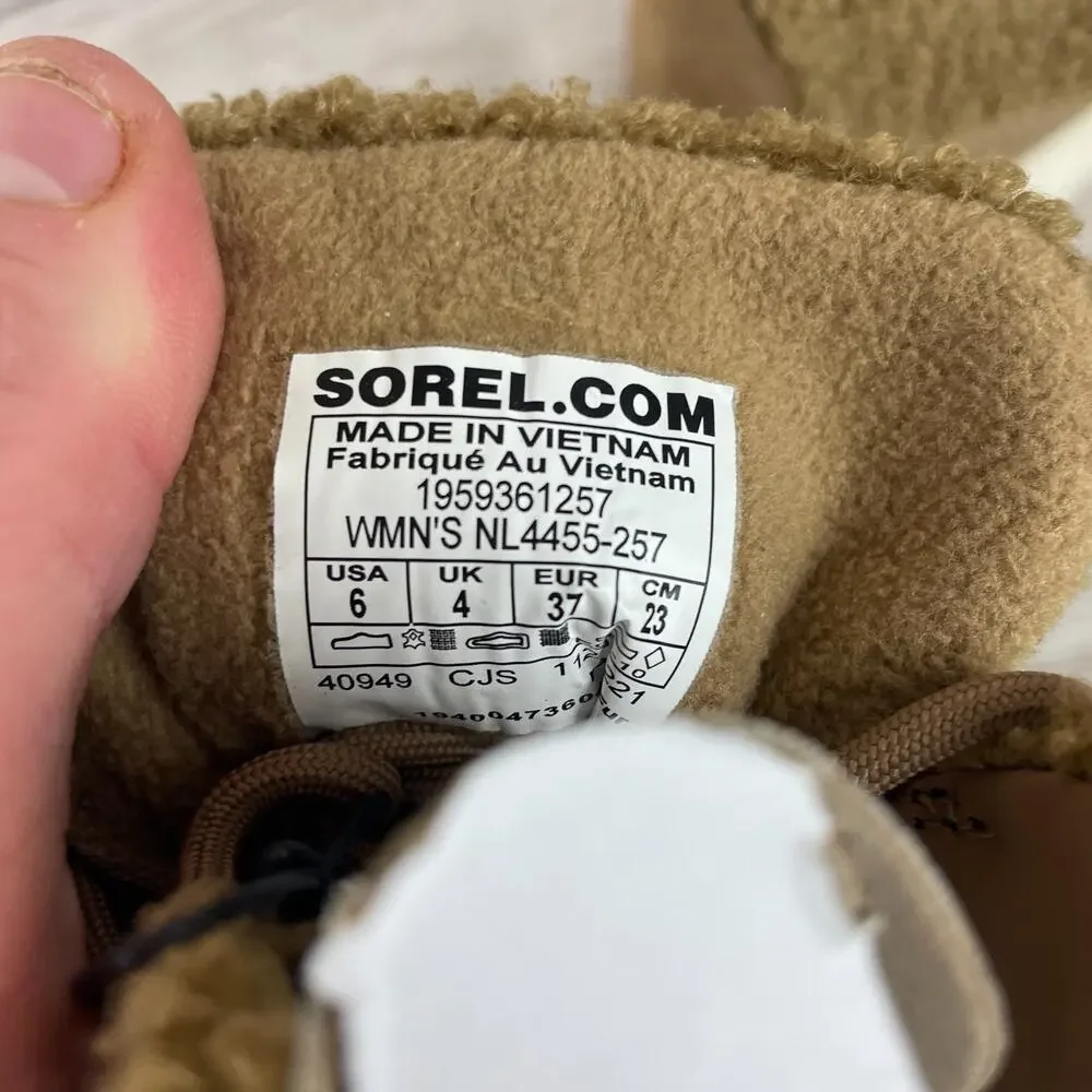 Sorel Explorer II Joan Cozy Womens Sz 6 Snow Boots Tan Fuzzy Delta Dawn